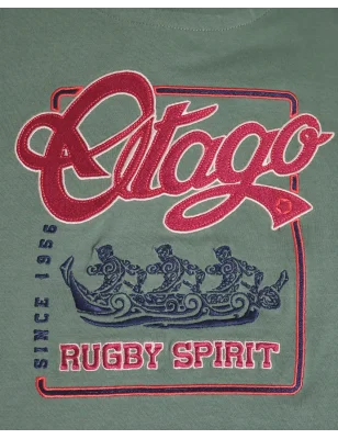 broderie dos du Polo manches longues kaki pour homme PAGUETAG Otago rugby
