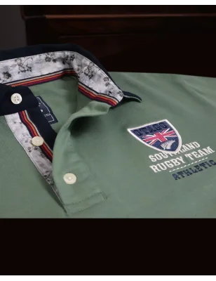 détail broderie du Polo manches longues kaki pour homme PAGUETAG Otago rugby
