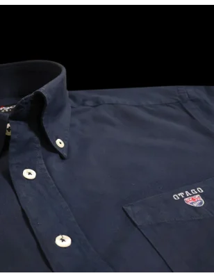 broderie côté cœur de la Chemise manches longues bleu marine pour homme Thomas Otago