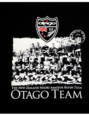 sérigraphie dos du Sweat col rond noir pour homme TEAM Otago rugby