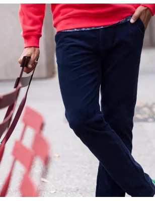 PANTALON VELOURS OTAGO BLEU MARINE