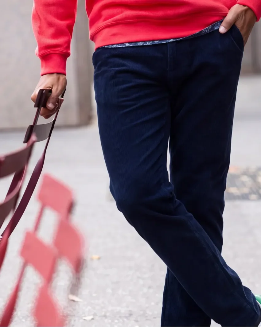PANTALON VELOURS OTAGO BLEU MARINE PANTALON VELOURS OTAGO BLEU MARINE