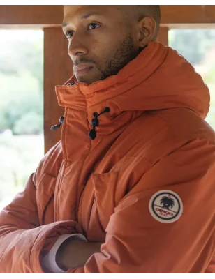 écusson de la Parka orange pour homme Padded Otago rugby avec capuche