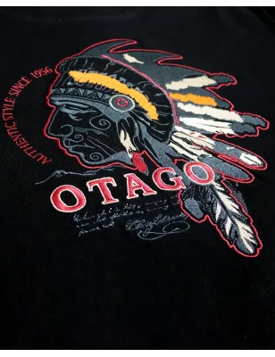 broderie dos du Polo manches longues noir pour homme Yaka Otago rugby