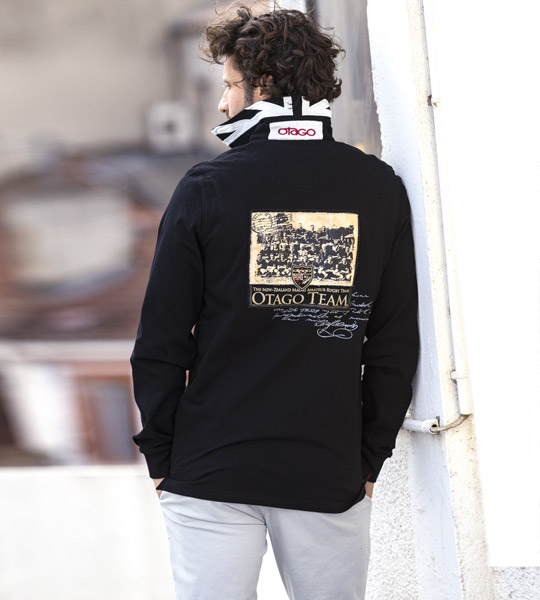 polo Marco Team noir by Otago rugby pour homme