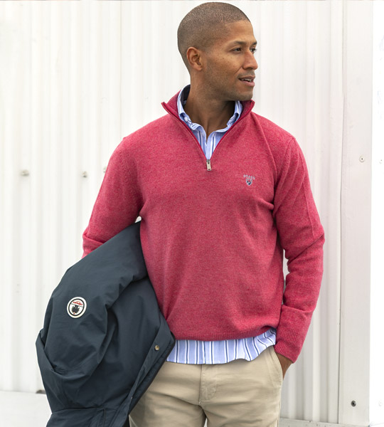 pull col zip rose marsala pour homme by Otago rugby