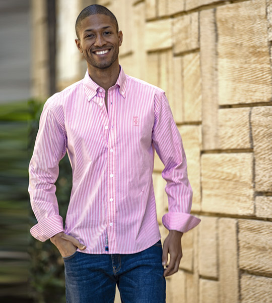 chemise rayéee rose Buzy manches longues pour homme by Otago rugby