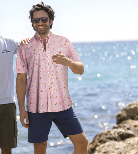 chemise manches courtes rose soldée pour homme by Otago rugby